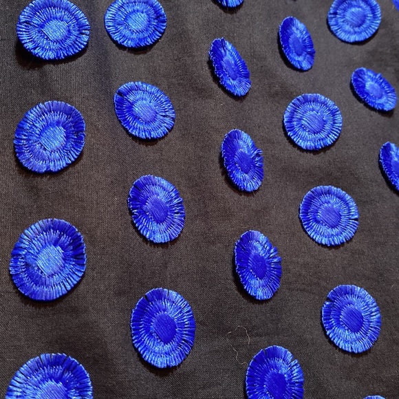 Blue Embroidery Circles on Black Cotton J. Crew w/Pockets Skirt Size 2 28” long - Picture 11 of 12